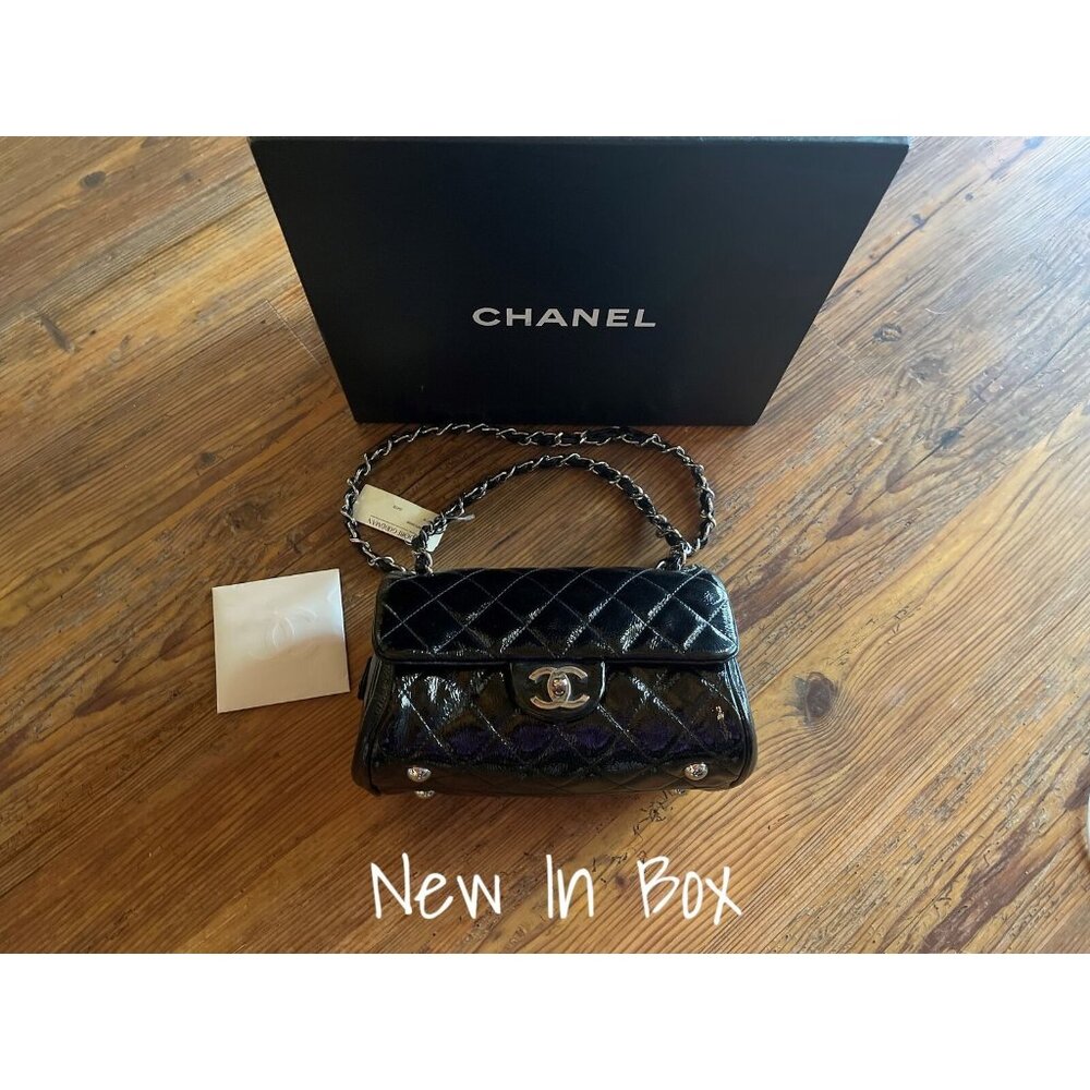 Chanel Classic Quilted Patent Flap Bag in Black - New In Box, Authentic